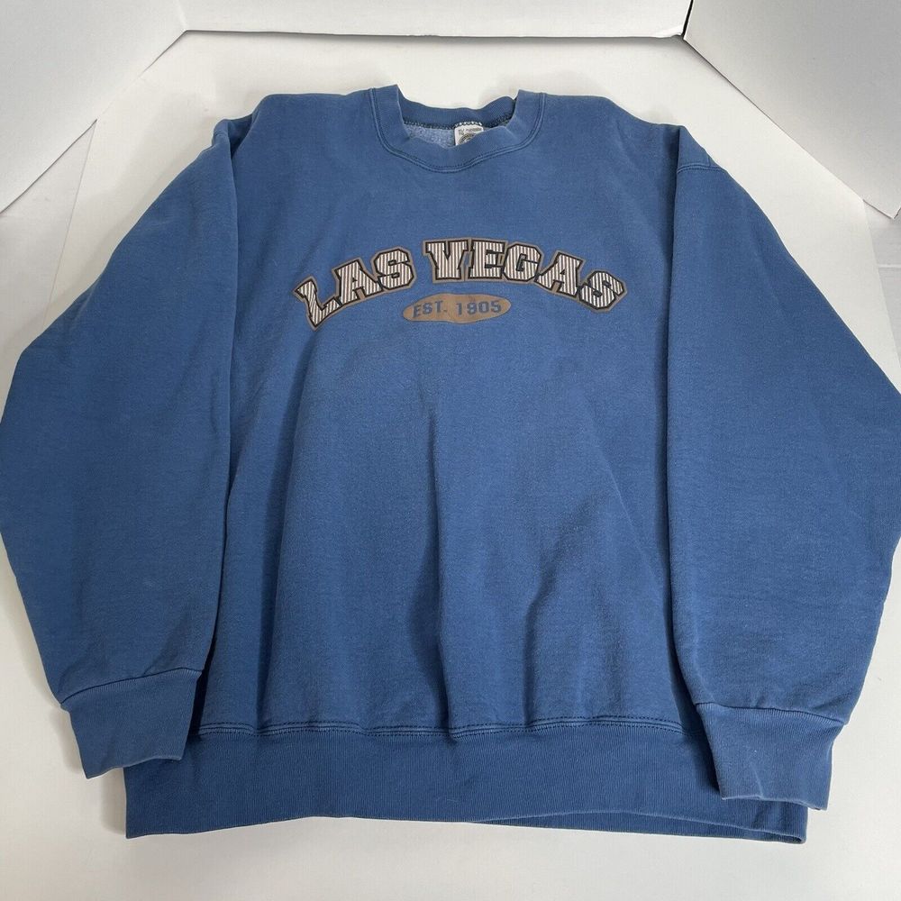 Vintage Las Vegas Crewneck Sweatshirt, XL, Blue, Munsingwear, Long Sleeve - Picture 6 of 9
